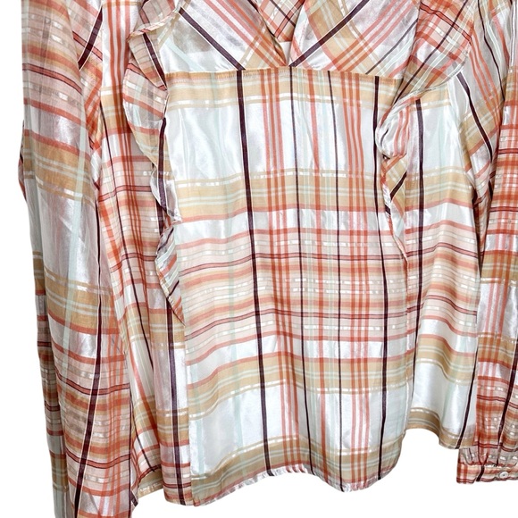 NWOT Anthropologie Polly Ruffled Peasant Blouse Plaid Top Medium - Picture 13 of 16